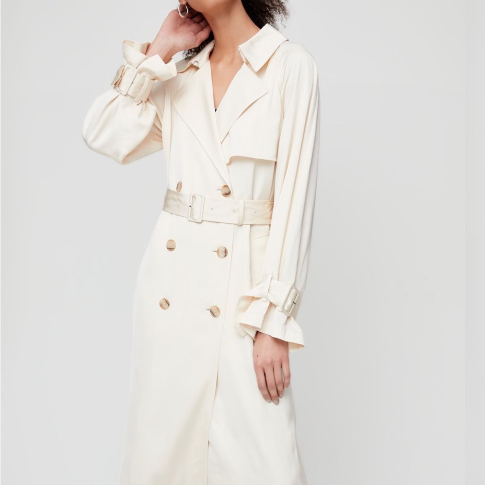 Aritzia Babaton Carson Cream new Trench Business Formal Casual Relaxed Coat Sz S - Picture 8 of 10